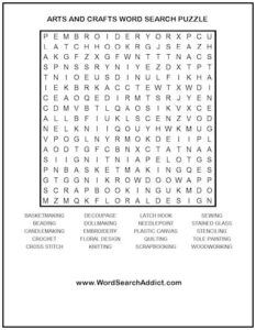 Arts and Crafts Printable Word Search Puzzle | Word Search Addict