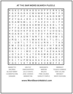 At the Bar Printable Word Search Puzzle | Word Search Addict