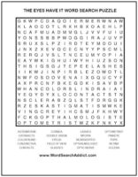 The Eyes Have It Printable Word Search Puzzle | Word Search Addict