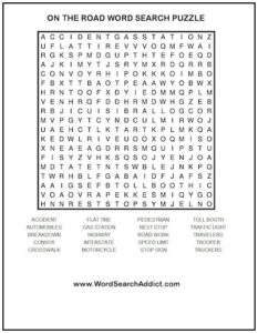 On The Road Printable Word Search Puzzle | Word Search Addict