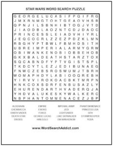 Star Wars Printable Word Search Puzzle | Word Search Addict