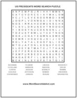 US Presidents Printable Word Search Puzzle | Word Search Addict