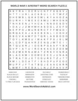 World War II Aircraft Printable Word Search Puzzle | Word Search Addict