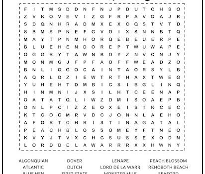 Delaware Printable Word Search Puzzle