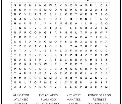 Florida Printable Word Search Puzzle