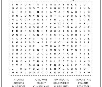 Georgia Printable Word Search Puzzle