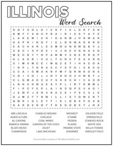 Illinois Printable Word Search Puzzle | Word Search Addict