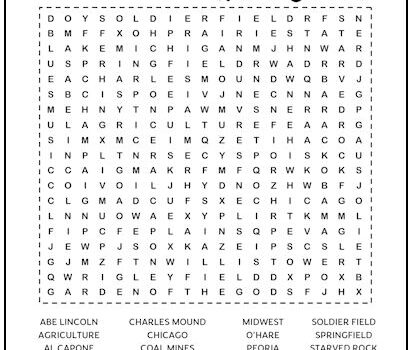 Illinois Printable Word Search Puzzle