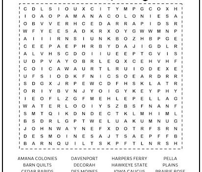 Iowa Printable Word Search Puzzle