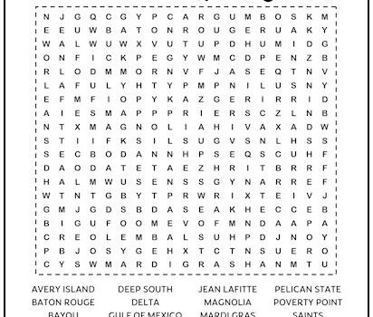 Louisiana Printable Word Search Puzzle