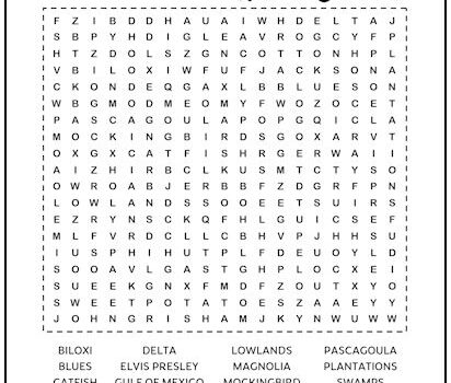 Mississippi Printable Word Search Puzzle