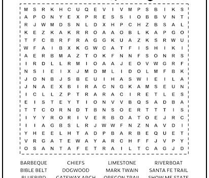 Missouri Printable Word Search Puzzle