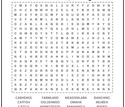 Nebraska Printable Word Search Puzzle