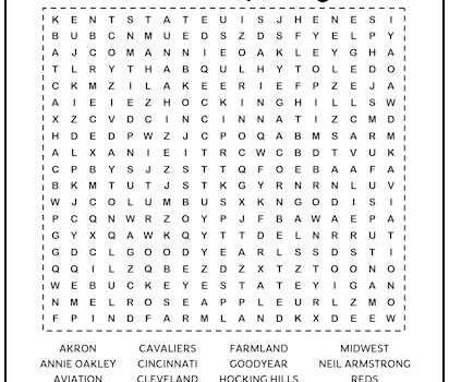 Ohio Printable Word Search Puzzle