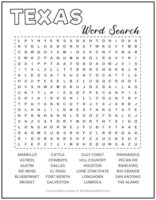 Texas Printable Word Search Puzzle