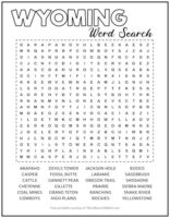 Wyoming Printable Word Search Puzzle