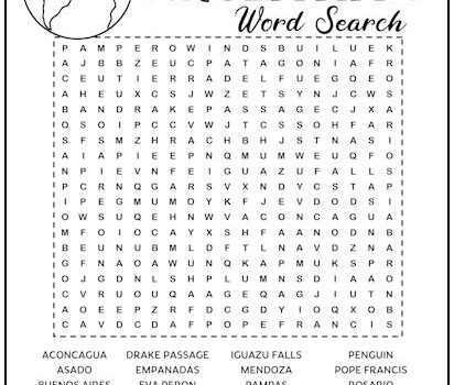 Argentina Printable Word Search Puzzle