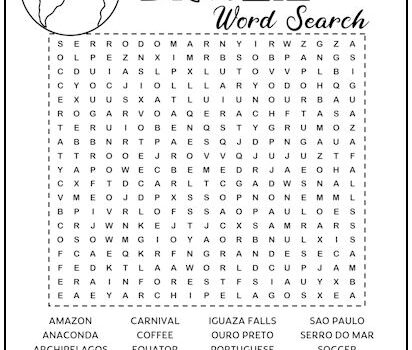 Brazil Printable Word Search Puzzle