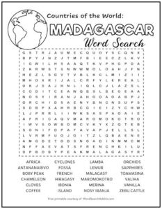 Madagascar Printable Word Search Puzzle | Word Search Addict