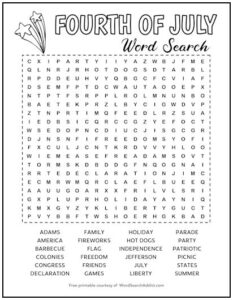 Fourth of July Printable Word Search Puzzle | Word Search Addict