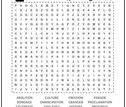 Juneteenth Printable Word Search Puzzle