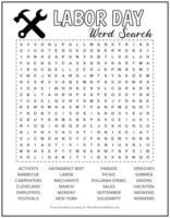 Labor Day Printable Word Search Puzzle | Word Search Addict