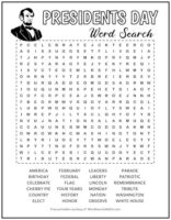 Presidents Day Printable Word Search Puzzle