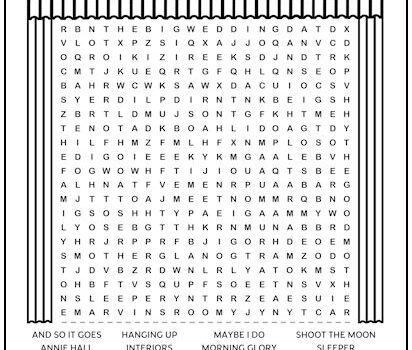 Diane Keaton Movies Printable Word Search Puzzle