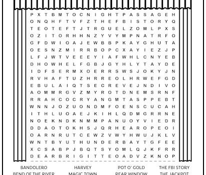 James Stewart Movies Printable Word Search Puzzle