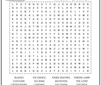 Figure Skating Printable Word Search Puzzle