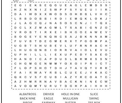 Golf Terms Printable Word Search Puzzle