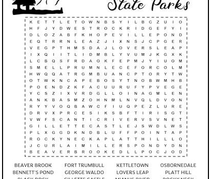 Connecticut State Parks Printable Word Search