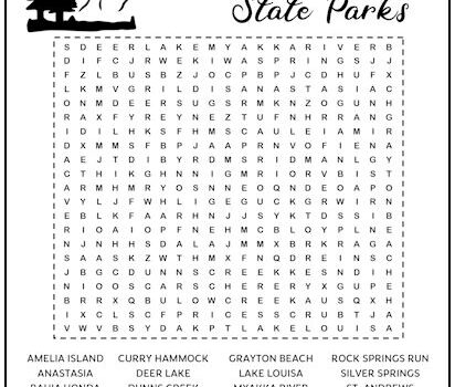 Florida State Parks Printable Word Search