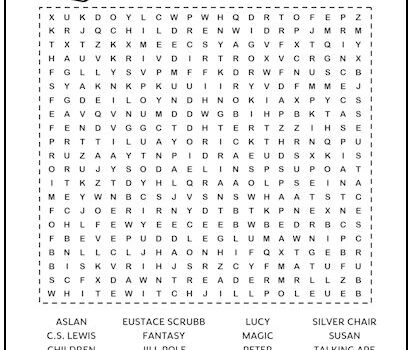 The Chronicles of Narnia Printable Word Search