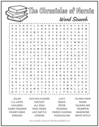 The Chronicles of Narnia Printable Word Search