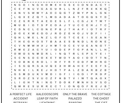 Danielle Steel Books Printable Word Search