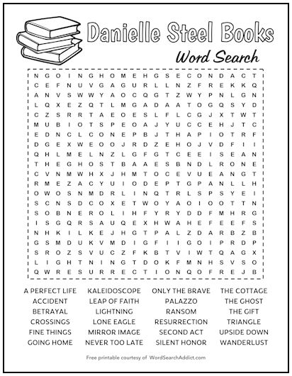 Danielle Steel Books Printable Word Search