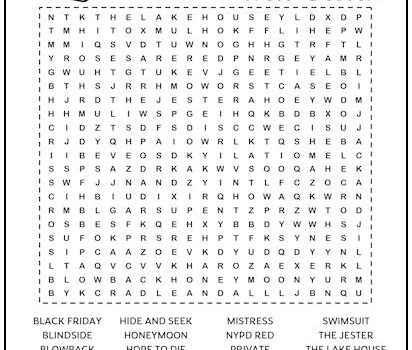 James Patterson Books Printable Word Search