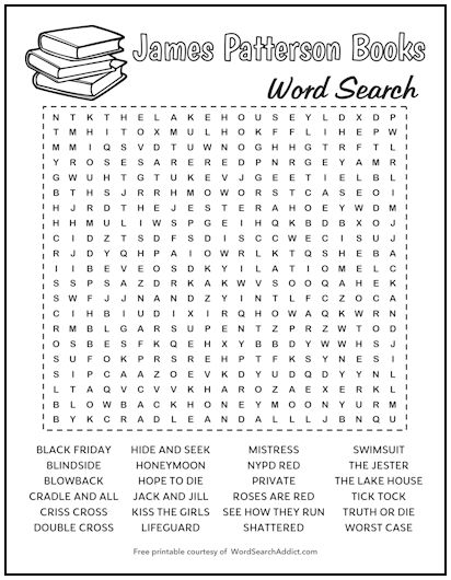 James Patterson Books Printable Word Search