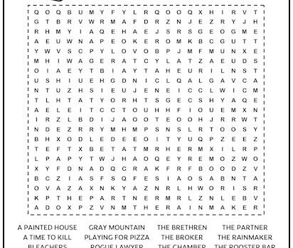 John Grisham Books Printable Word Search