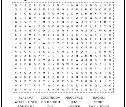 To Kill a Mockingbird Printable Word Search Puzzle