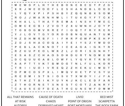 Patricia Cornwell Books Printable Word Search Puzzle