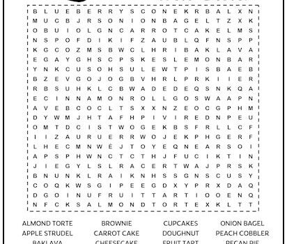 Baked Goods Printable Word Search Puzzle