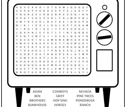 Bonanza Printable Word Search Puzzle