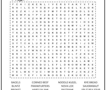 Deli Foods Printable Word Search Puzzle