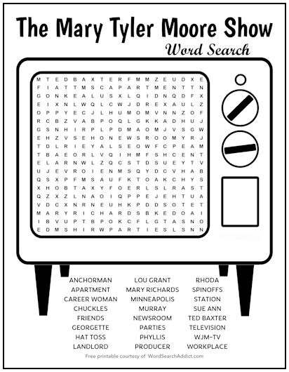 The Mary Tyler Moore Show Printable Word Search Puzzle