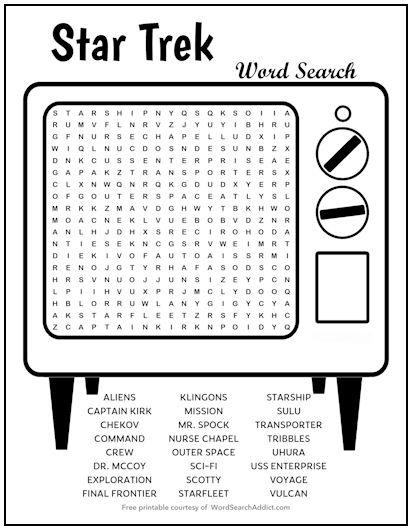 Star Trek Printable Word Search Puzzle