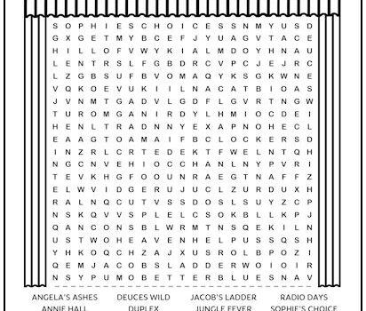 Brooklyn Movies Printable Word Search Puzzle